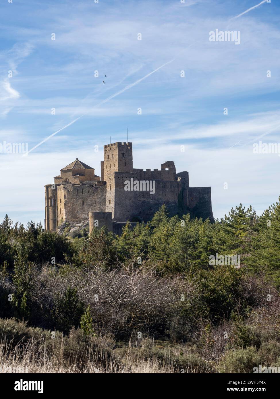 Château de Loarre romane médiévale fortification défensive romane Huesca Aragon Espagne L'un des châteaux médiévaux les mieux conservés d'Espagne Banque D'Images