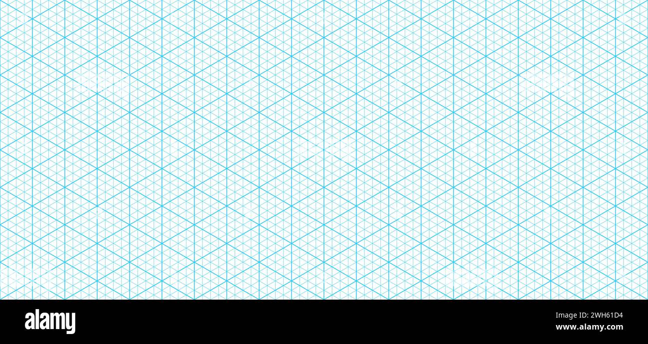 Motif de grille de papier triangulaire isométrique ou fond de vecteur de calque de graphique. Papier à motif triangulaire isométrique avec règles de lignes de guidage, feuille de traçage technique pour le dessin de construction ou d'architecte Illustration de Vecteur