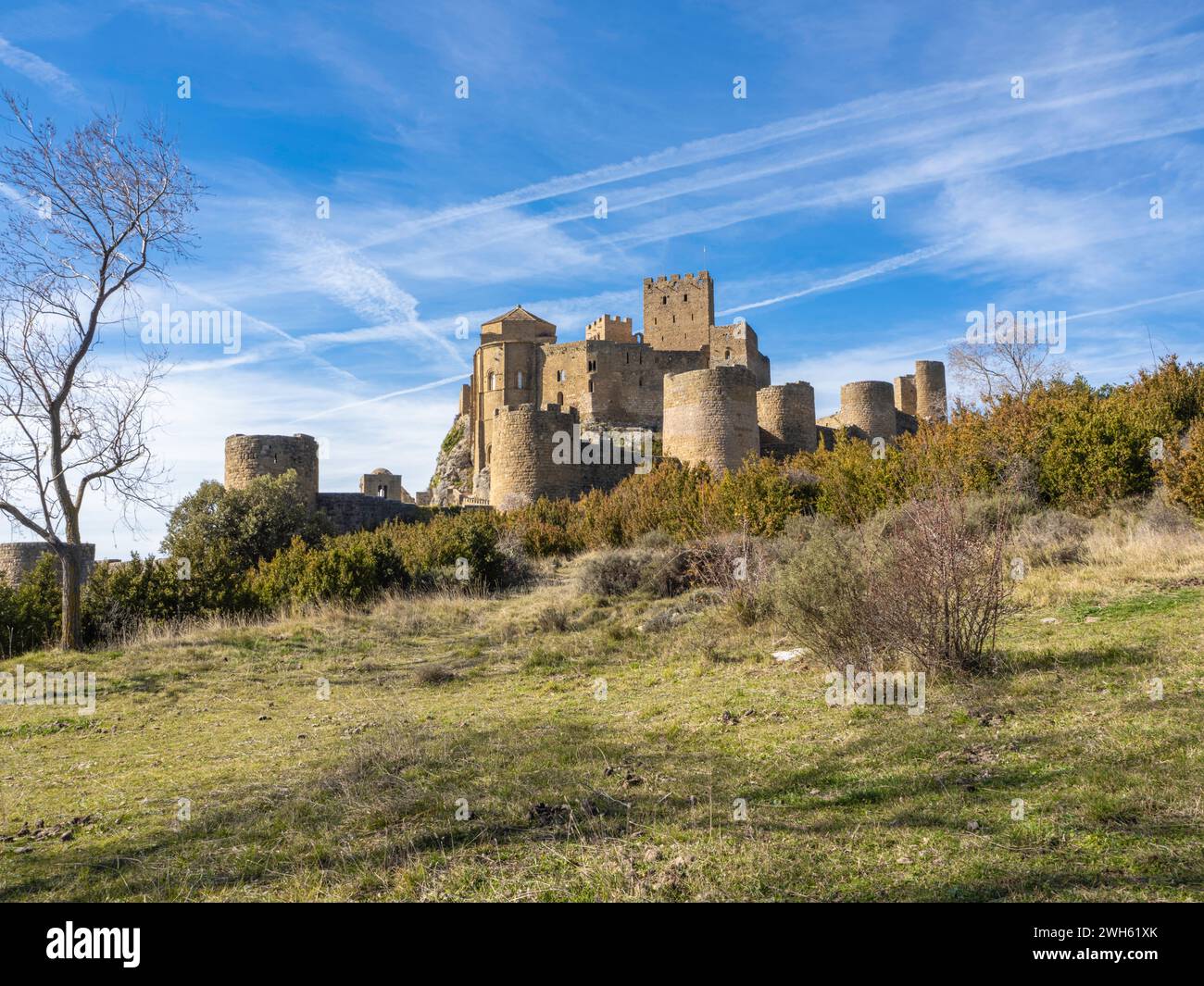 Château de Loarre romane médiévale fortification défensive romane Huesca Aragon Espagne L'un des châteaux médiévaux les mieux conservés d'Espagne Banque D'Images