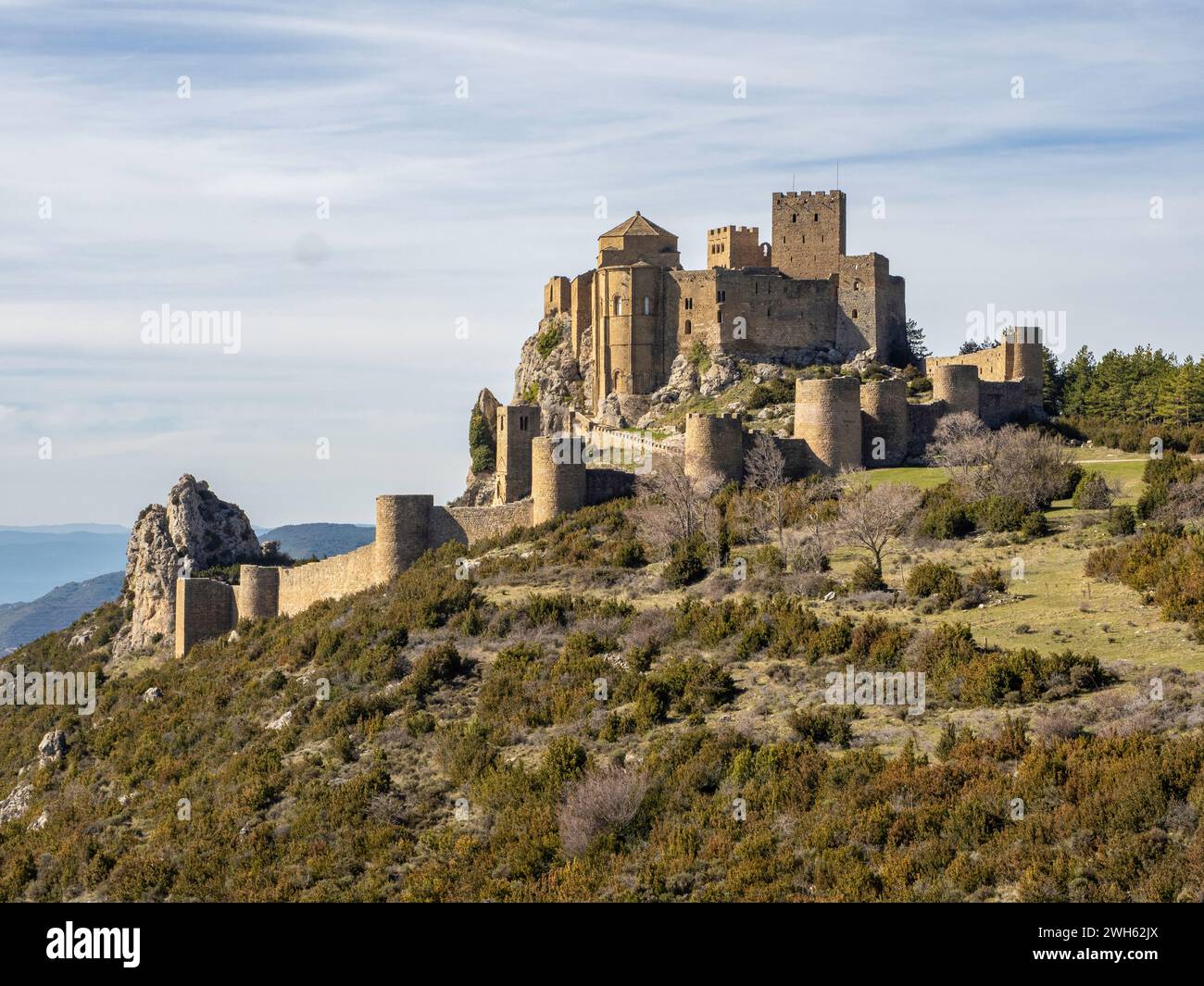 Château de Loarre romane médiévale fortification défensive romane Huesca Aragon Espagne L'un des châteaux médiévaux les mieux conservés d'Espagne Banque D'Images