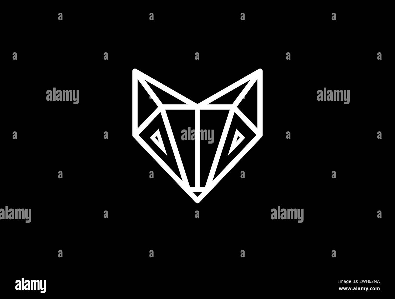 Modèle vectoriel de conception de logo Diamond Fox style d'art en ligne Illustration de Vecteur