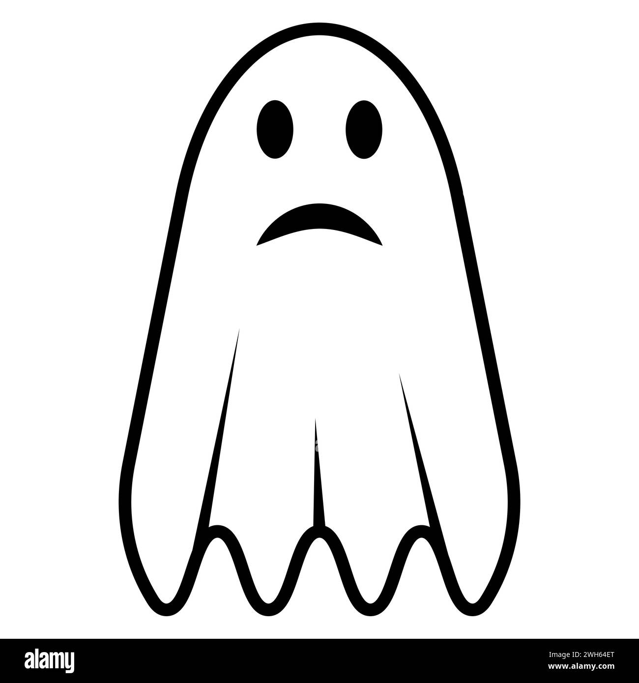 Icône fantôme effrayante, feuille suspendue avec des yeux fantômes Illustration de Vecteur