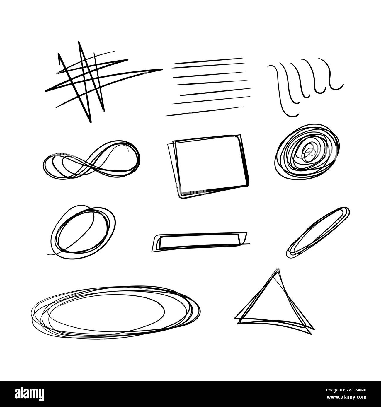 Symboles Scribble Doodle dessiné à la main aléatoire vecteur icône Doodles dessiné à la main aléatoire Illustration de Vecteur