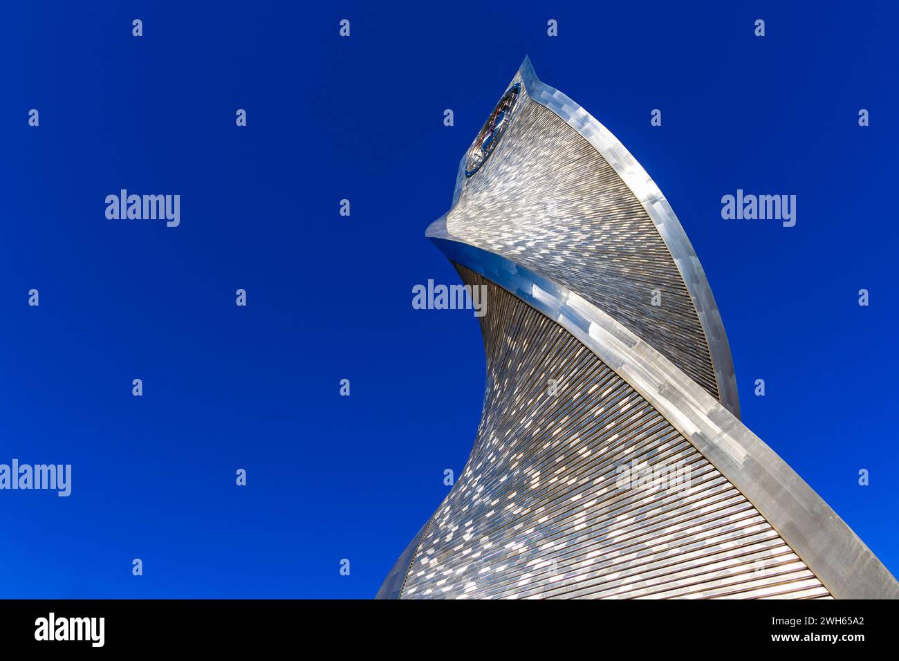 Stratford Time Spiral Clock par Malcolm Robertson dans le Maryland, Newham, Londres, Royaume-Uni Banque D'Images