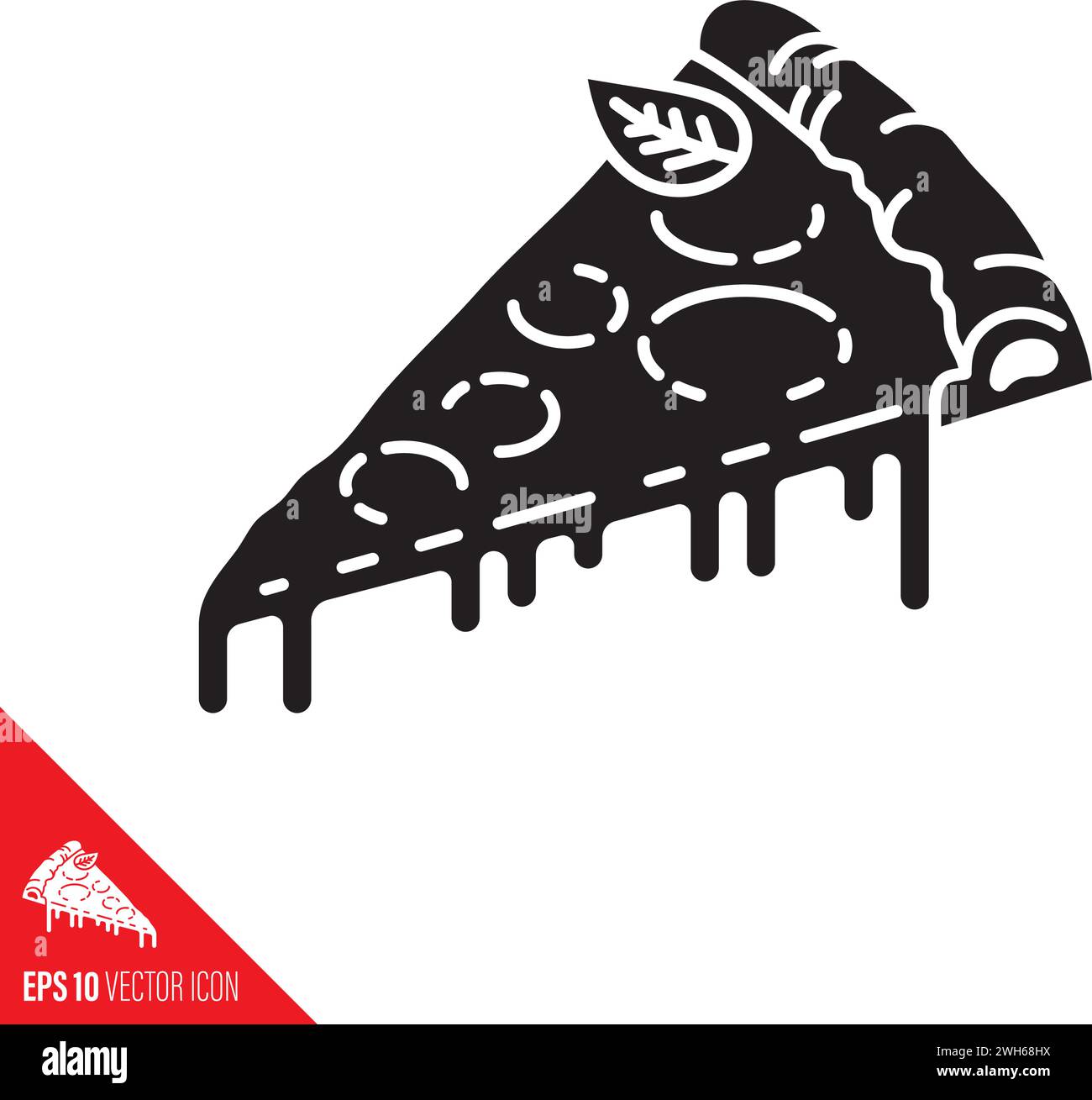Illustration vectorielle de style d'icône de glyphe de tranche de pizza pour Cheese Pizza Day le 5 septembre Illustration de Vecteur