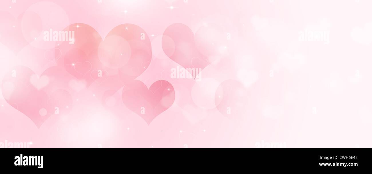 saint-valentin amoureux fond flou de coeurs roses. bannière rose romantique Banque D'Images