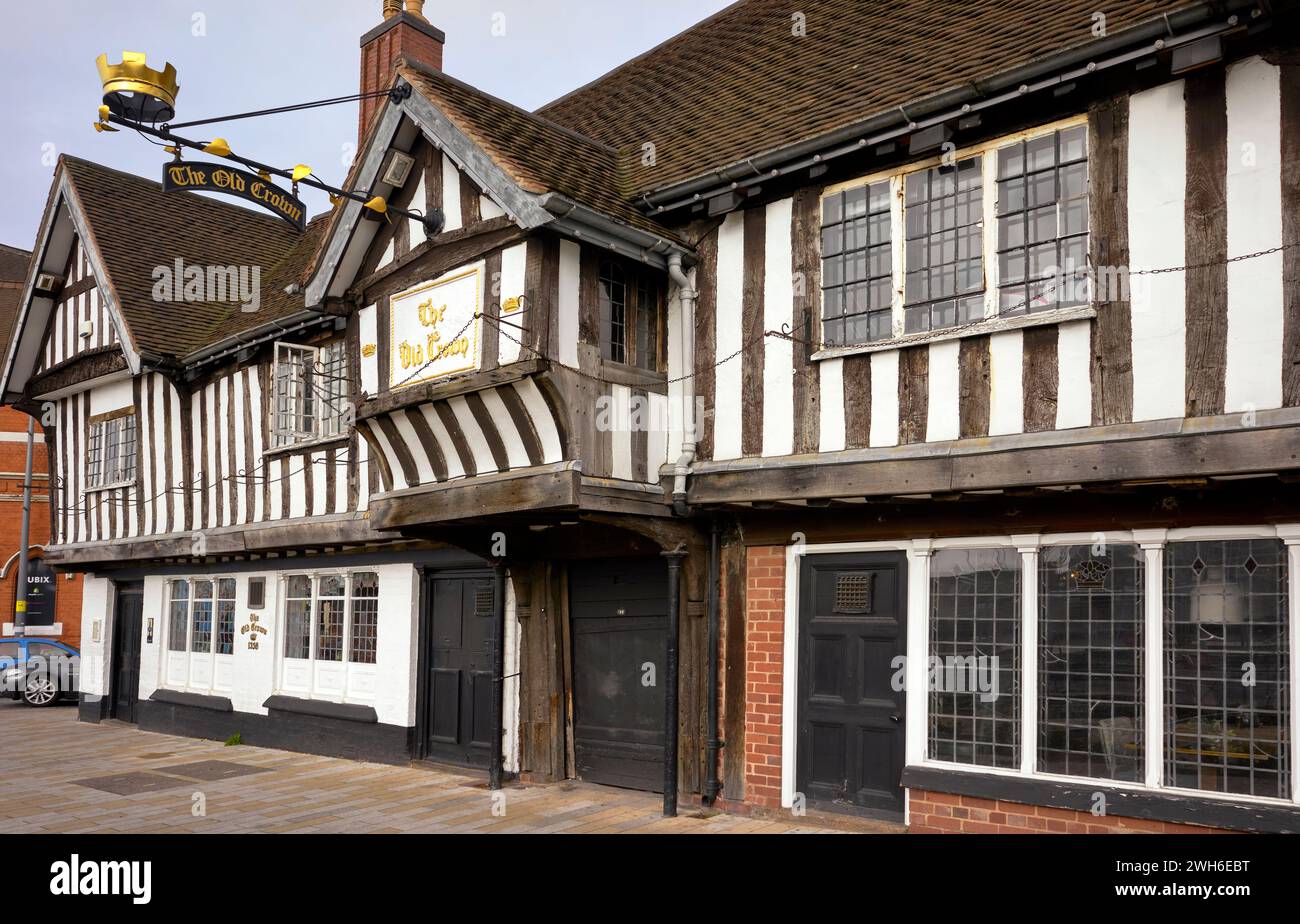 Old Crown public House, Deritend, Digbeth, Birmingham, Angleterre, ROYAUME-UNI. L'un des plus anciens bâtiments séculaires existants dans la ville, il est classé Grade II*, Banque D'Images