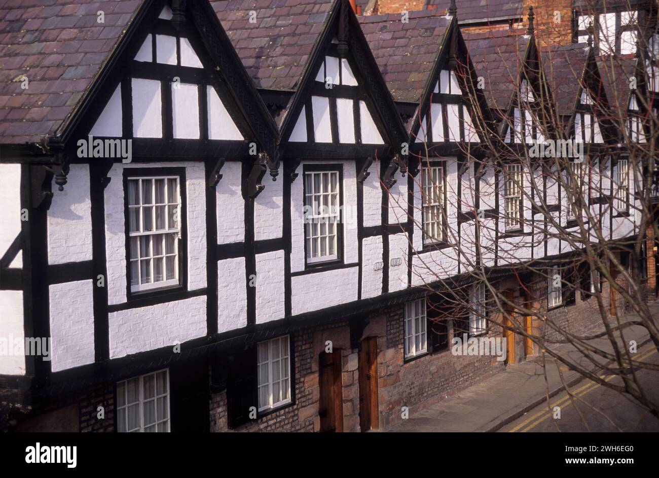 Royaume-Uni, Cheshire, Chester, Park Street, les 'neuf maisons' - Alms Houses. Banque D'Images
