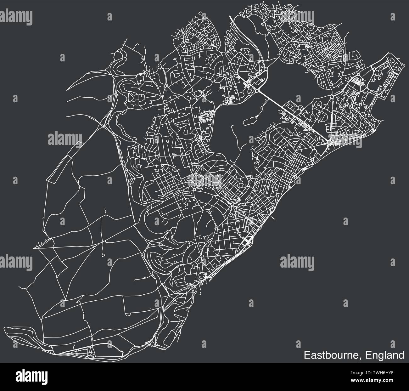 Carte routière de la ville britannique d'EASTBOURNE, ANGLETERRE Illustration de Vecteur