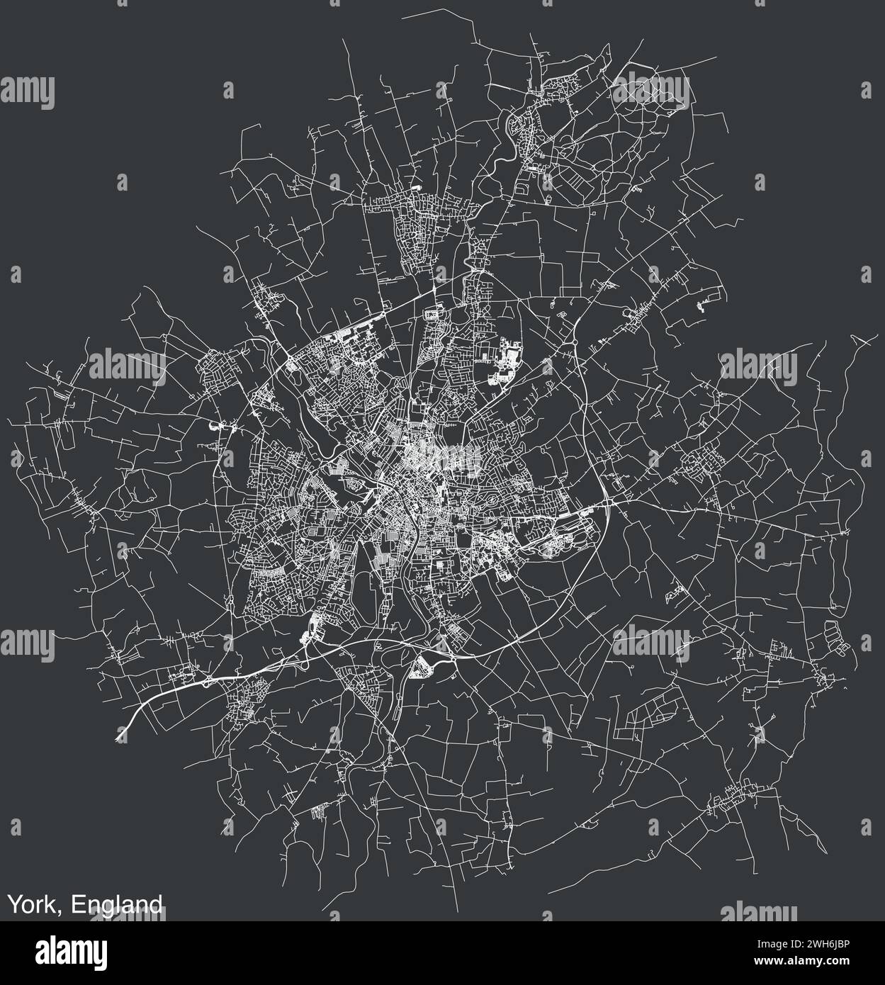 Carte routière de la ville britannique de YORK, ANGLETERRE Illustration de Vecteur