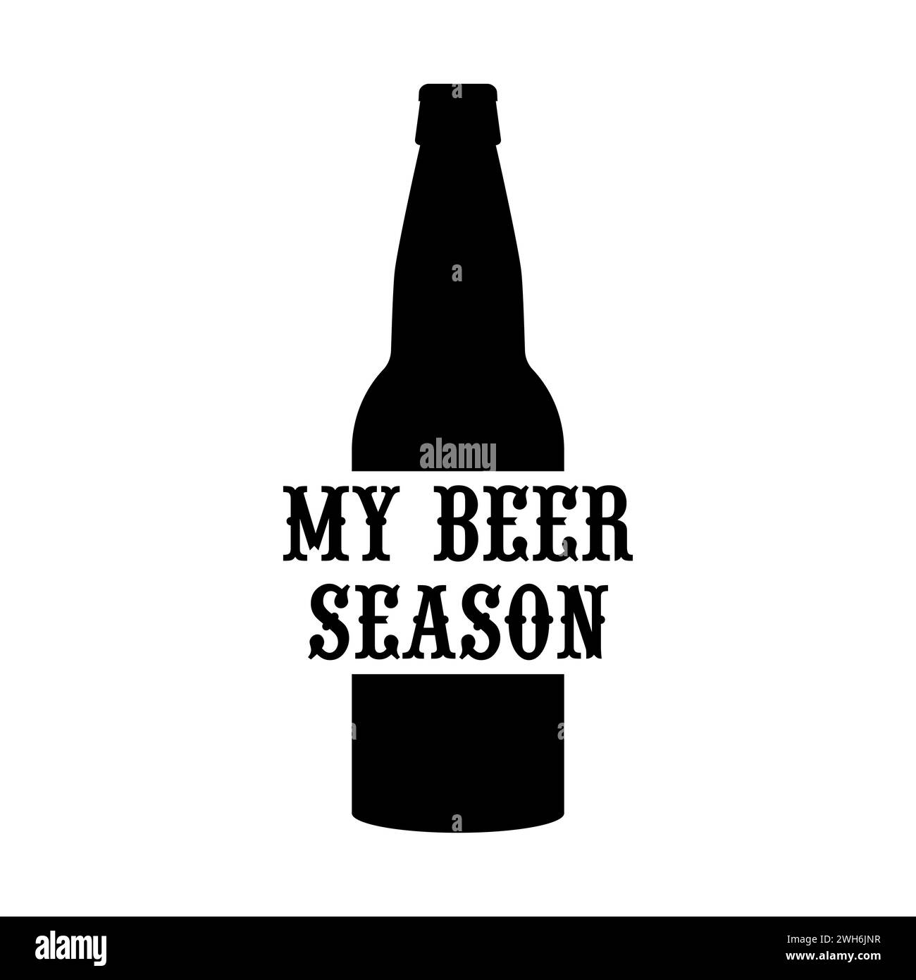 Cadre de bouteille de bière avec texte. Silhouette noire. Illustration vectorielle isolée. Illustration de Vecteur