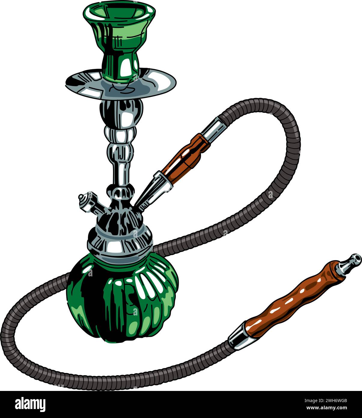 hookah avec une ampoule verte un dispositif pour fumer de Illustration de Vecteur