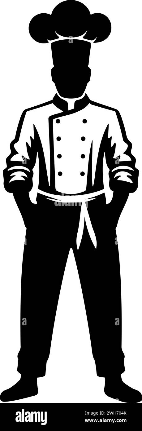 Symbole d'icône de silhouette de chef portrait. Illustration vectorielle plate Illustration de Vecteur