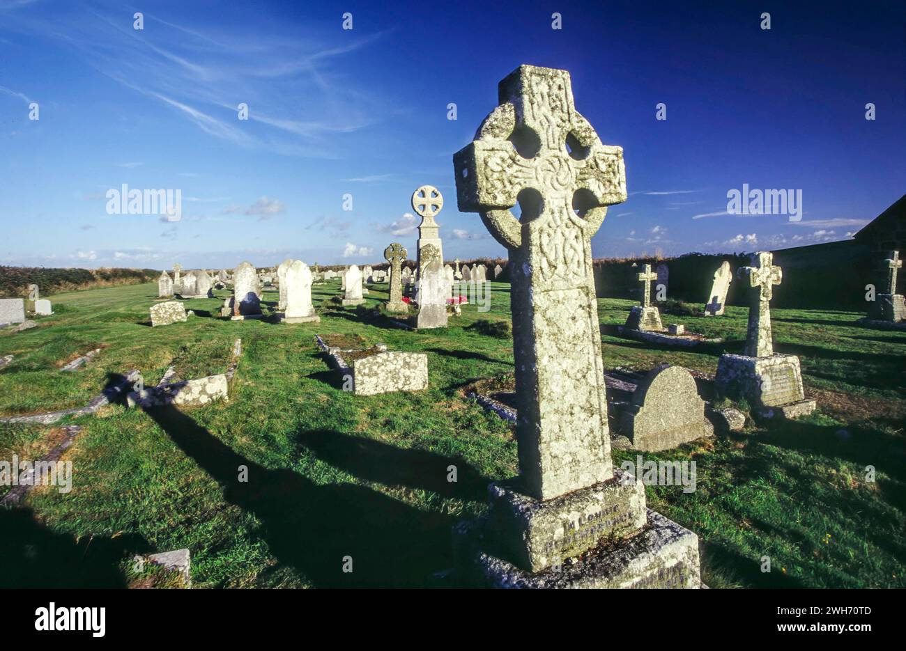 Old Celtic Graveyard, Land's End, Cornwall, Angleterre, Royaume-Uni, Europe, 2001 Banque D'Images