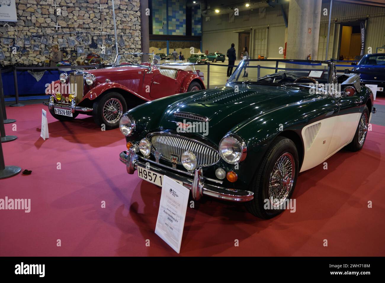 1965 Austin - Healey 3000 et 1952 MG TD au salon de l'automobile classique de Retro Málaga. Banque D'Images