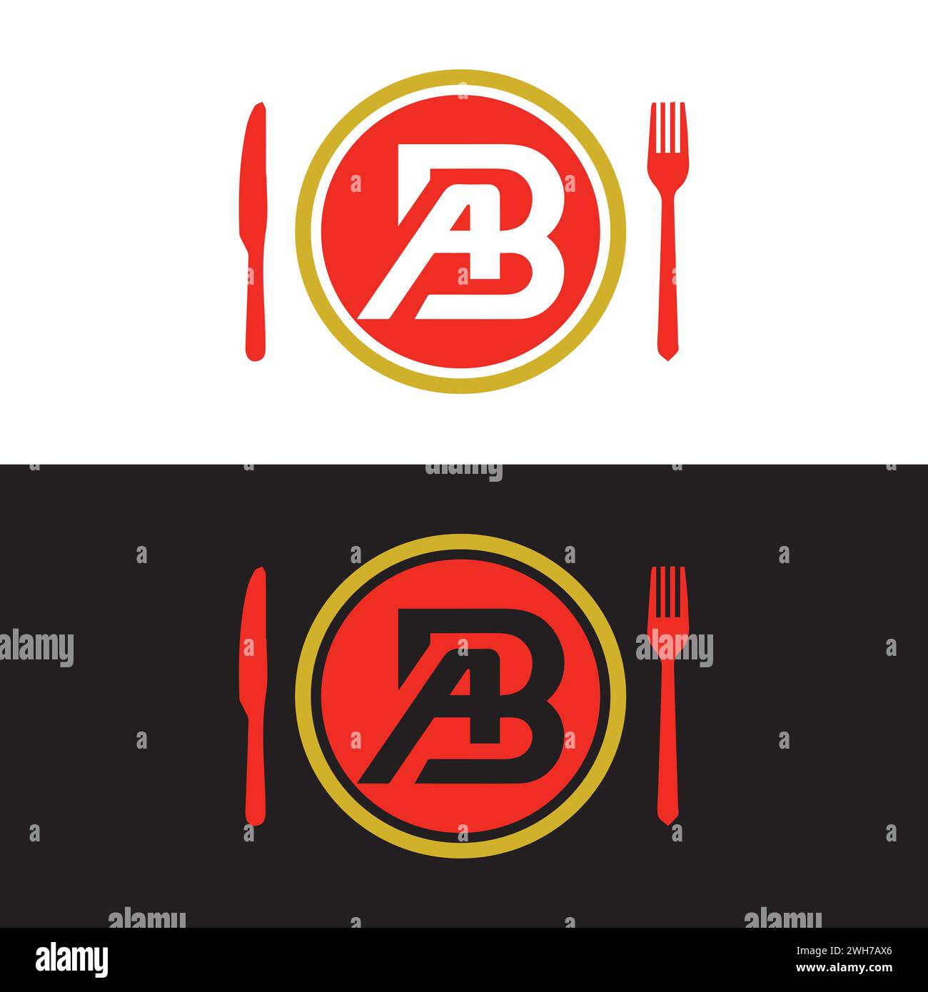 Logo AB Food. AB rastaurent logo.ab vector logo Illustration de Vecteur