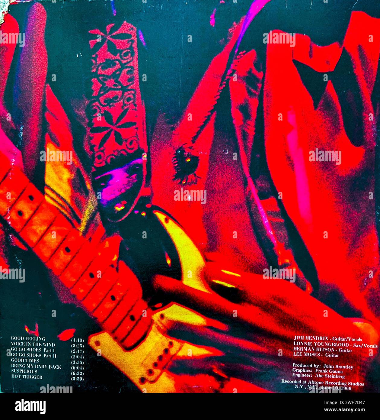 Jimi Hendrix, couverture de l'album Rock Music des années 1960 Banque D'Images
