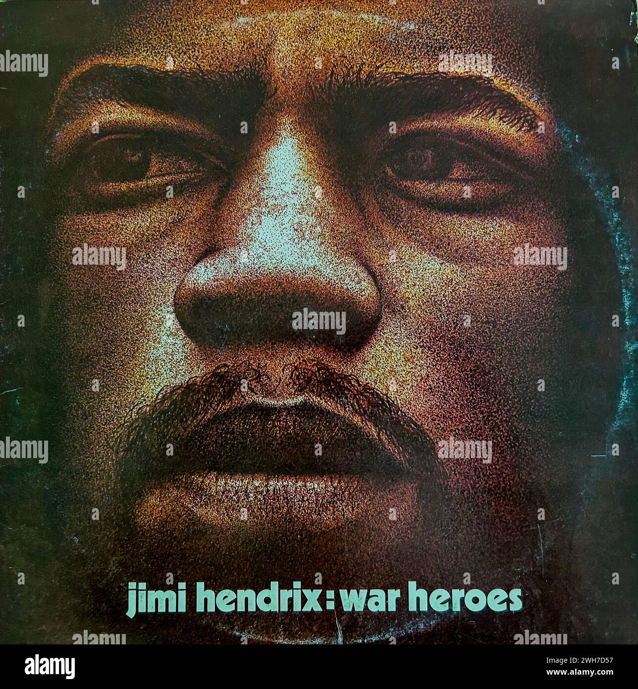 Jimi Hendrix, couverture de l'album Rock Music des années 1970 Banque D'Images