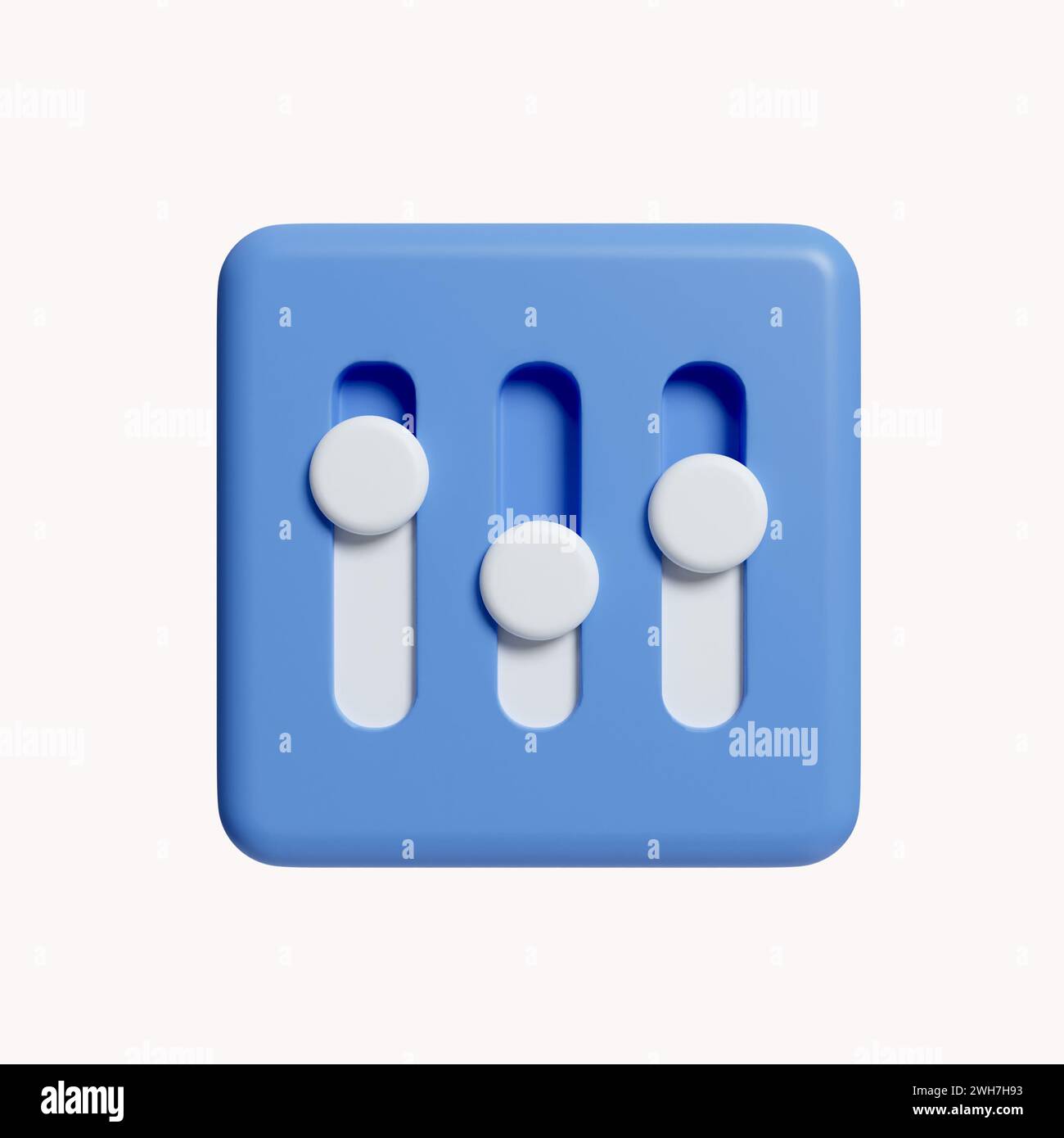 Symbole de réglage du son de musique 3D, logo. icône isolé sur fond blanc. illustration de rendu 3d. Masque. Banque D'Images