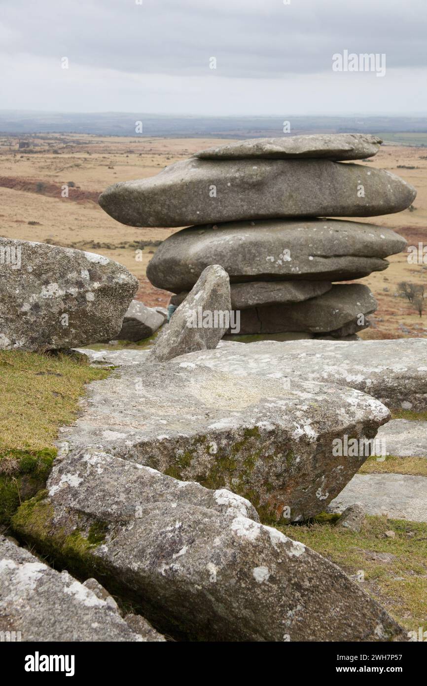 The Cheesewring on Bodmin Moor, Cornouailles au Royaume-Uni Banque D'Images