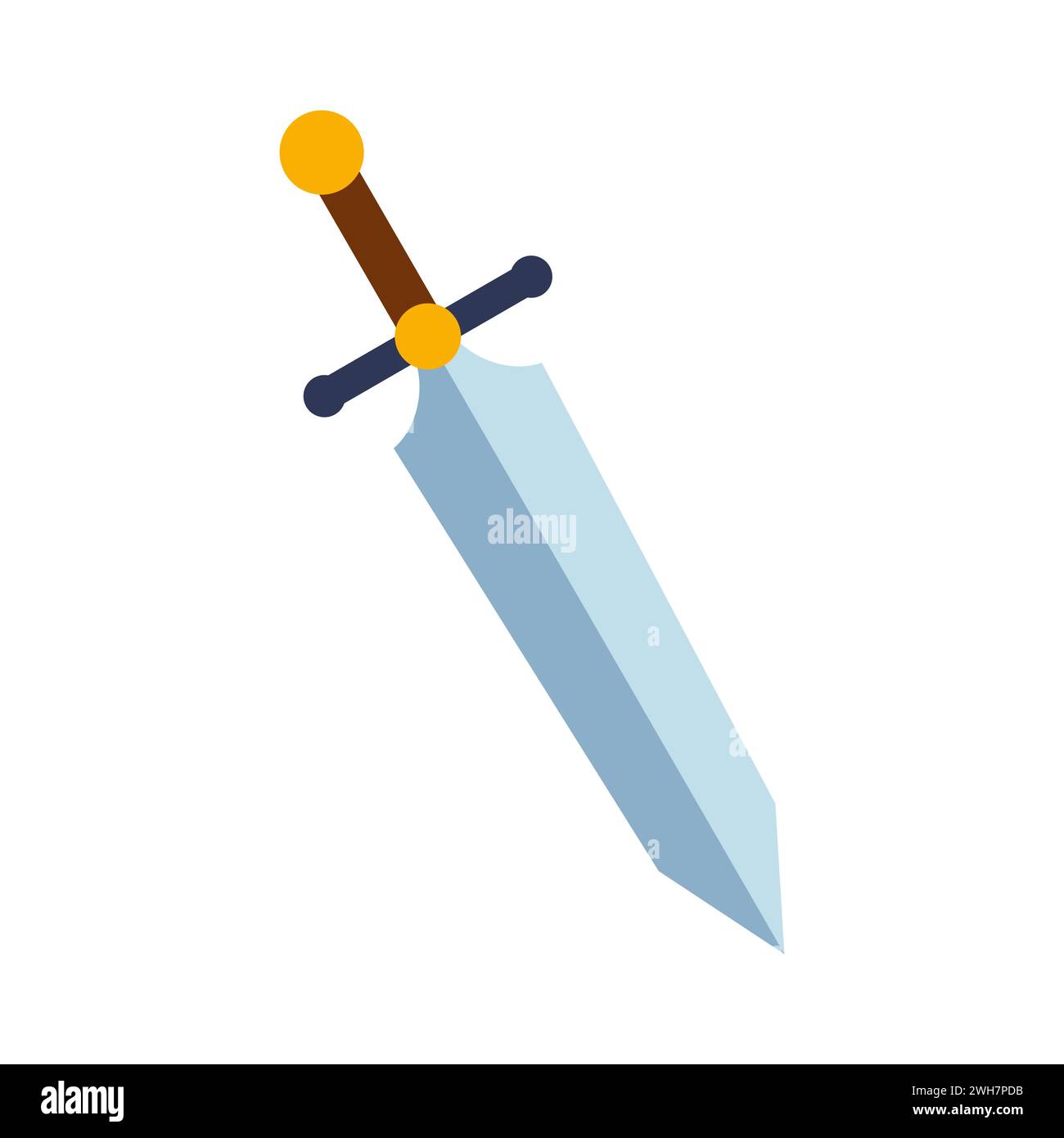 Épée magique en acier de dessin animé, arme de chevalier ou lame de couteau. Icône d'arme de jeu de fantaisie dans un style plat. Illustration vectorielle Illustration de Vecteur