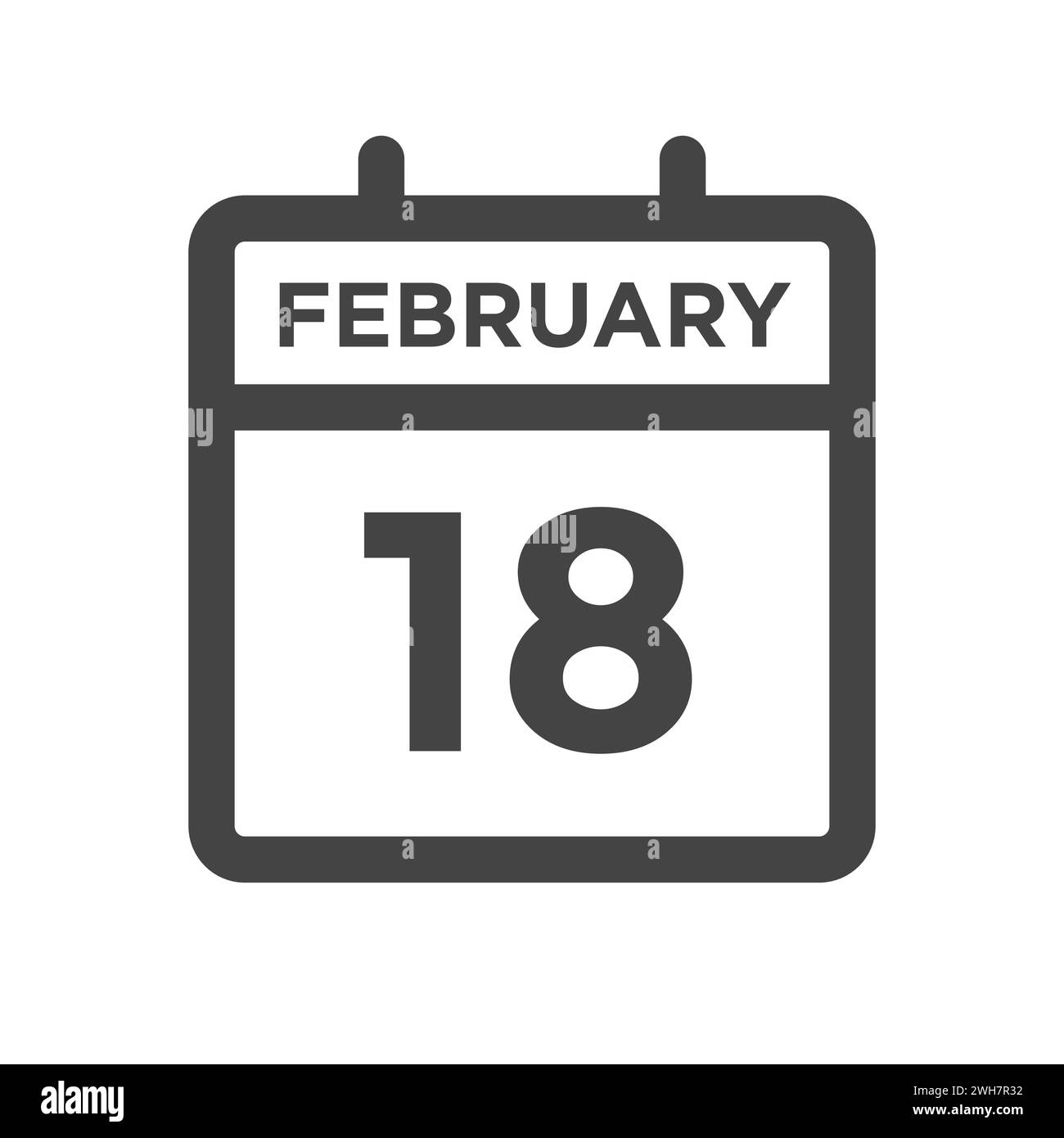 18 février jour calendaire ou Date calendrier pour l'échéance et le rendez-vous Illustration de Vecteur