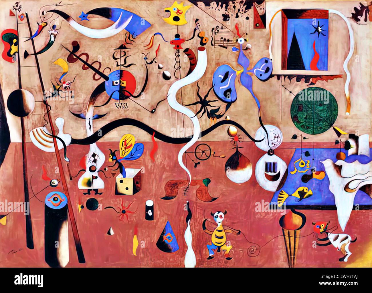 Carnaval d'Arlequin, 1924-25 (huile sur toile) de l'artiste Miro, Joan (1893-1983) Espagnol. Illustration de Vecteur