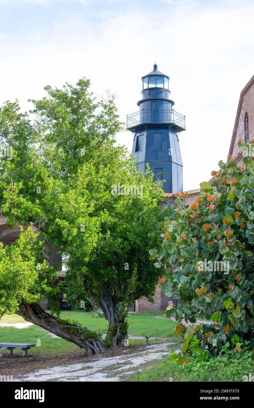 L'un des six bastions Tower de Fort Jefferson, dans le parc national de Dry Tortugas, Floride, États-Unis. Banque D'Images