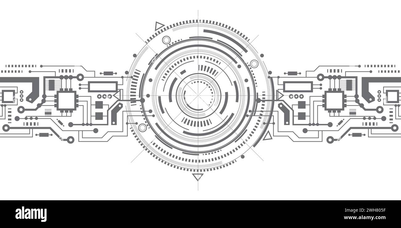 Fantastique cercle .détails de dessin. Technologie-arrière-plan-carte-circuit Illustration de Vecteur