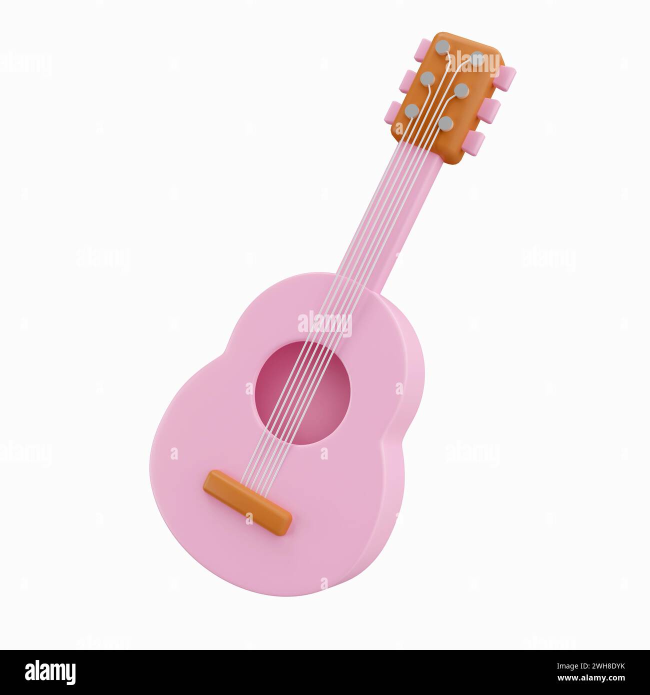 guitare 3d. cours de musique. Retour à l'école et concept d'éducation. icône isolée sur l'arrière-plan, symbole d'icône chemin de détourage. illustration de rendu 3d. Banque D'Images