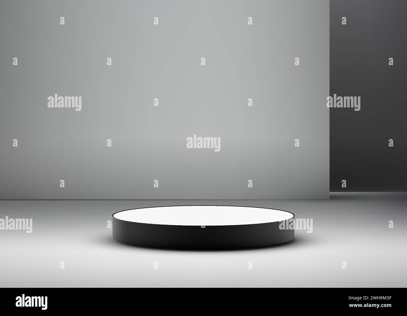 Maquette de podium noir et blanc 3D. Design minimaliste moderne, l'affichage de produit est parfait pour présenter des bijoux, des cosmétiques, de l'électronique. Illustration vectorielle Illustration de Vecteur