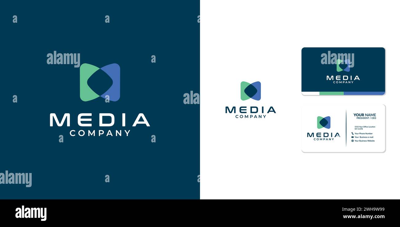 Lettre M logo Design avec bouton double Play Illustration de Vecteur