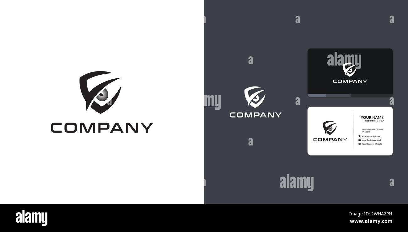 Logo lettre E combiné avec Eye Form Shield Illustration de Vecteur