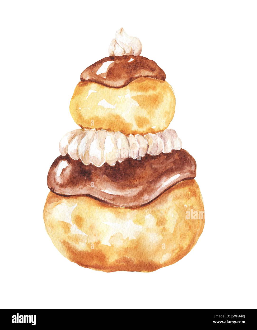 Aquarelle religieuse dessert français. Illustration alimentaire. Banque D'Images