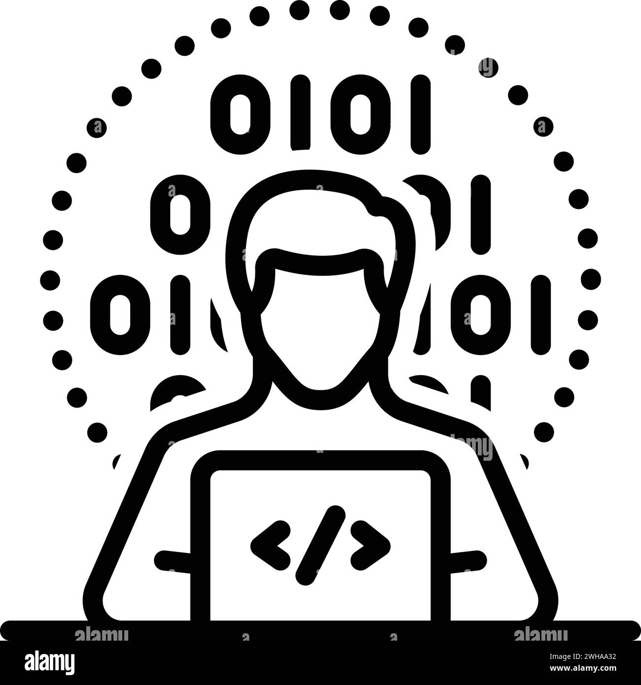 Icône pour programmeur, hacker Illustration de Vecteur
