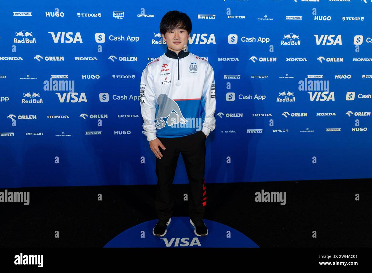 Las Vegas, États-Unis. 08th Feb, 2024. Yuki Tsunoda, pilote de F1 pour RB, assiste au dévoilement des couleurs de l'écurie Visa Cash App RB Formula One Team, avec des performances de Kendrick Lamar et Baby Keem lors de la semaine du Super Bowl à Las Vegas, Nevada, le 8 février 2024. (Travis P Ball/Sipa USA) crédit : Sipa USA/Alamy Live News Banque D'Images