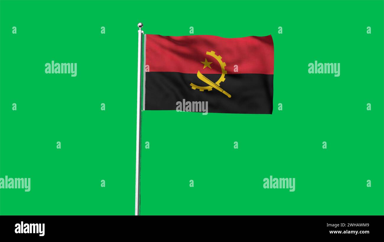 Drapeau haut détaillé de l'Angola. Drapeau national de l'Angola. Afrique. Illustration 3D. Banque D'Images