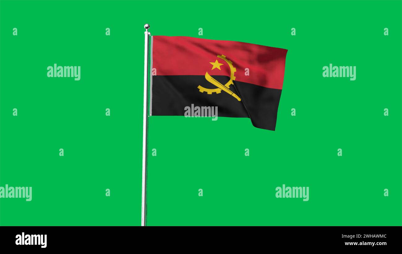 Drapeau haut détaillé de l'Angola. Drapeau national de l'Angola. Afrique. Illustration 3D. Banque D'Images