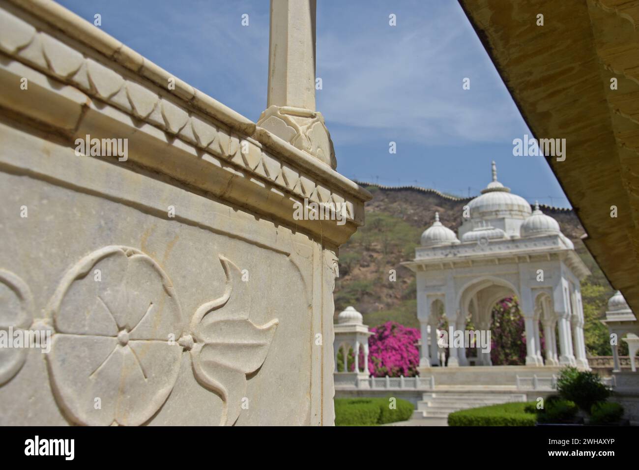 Gatore Ki Chhatriyan ( terrain du crématorium royal ), Jaipur, Rajasthan, Inde Banque D'Images