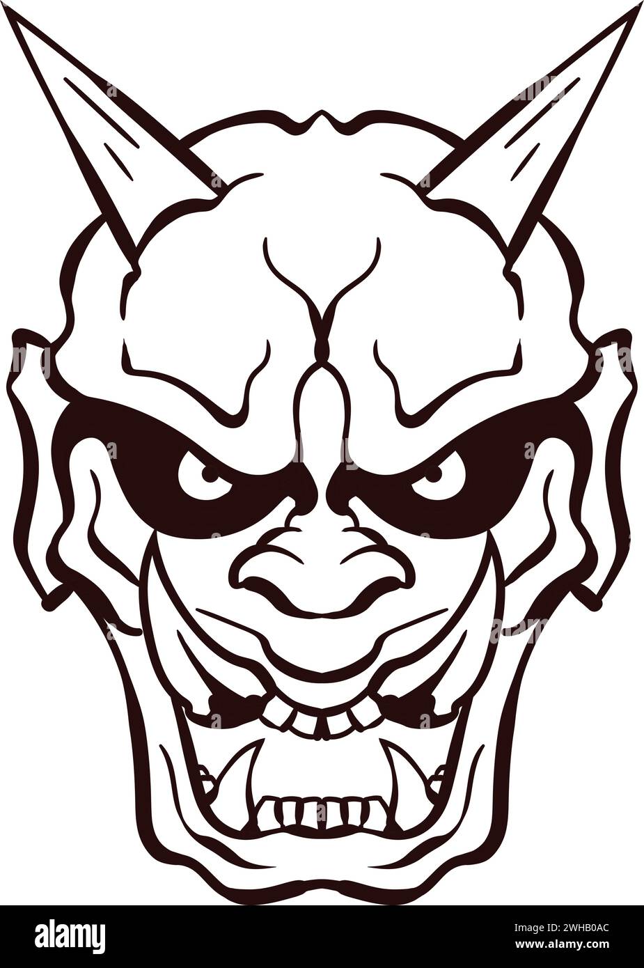 Plongez dans le monde captivant des arts japonais avec notre superbe collection de fichiers d'art vectoriel, masques Vector Oni Hannya. Illustration de Vecteur