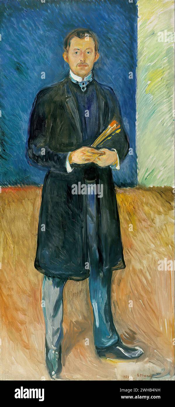 Edvard Munch (1863-1944) - norvégien - Expressionnisme - Autoportrait aux pinceaux [1904/1 Banque D'Images