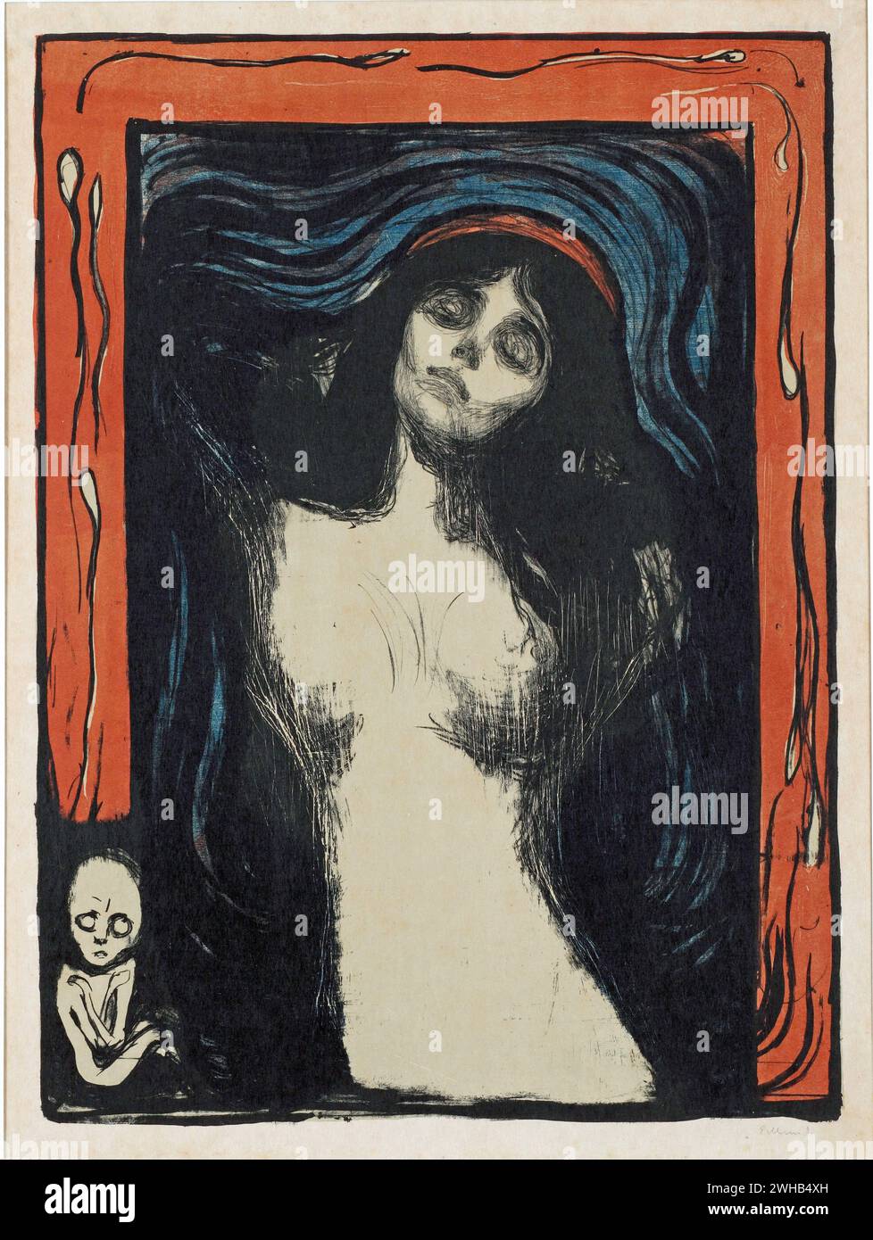 Edvard Munch (1863-1944) - norvégien - Expressionnisme - madone (gravure sur bois) [1895-1902/1 Banque D'Images