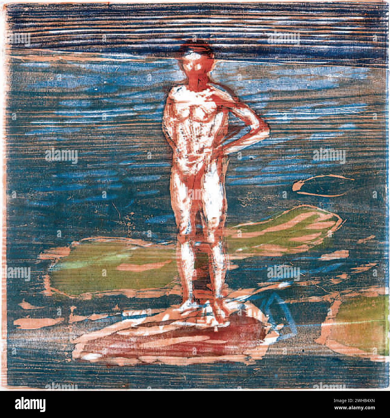 Edvard Munch (1863-1944) - norvégien - Expressionnisme - baignade des hommes [1899/1 Banque D'Images