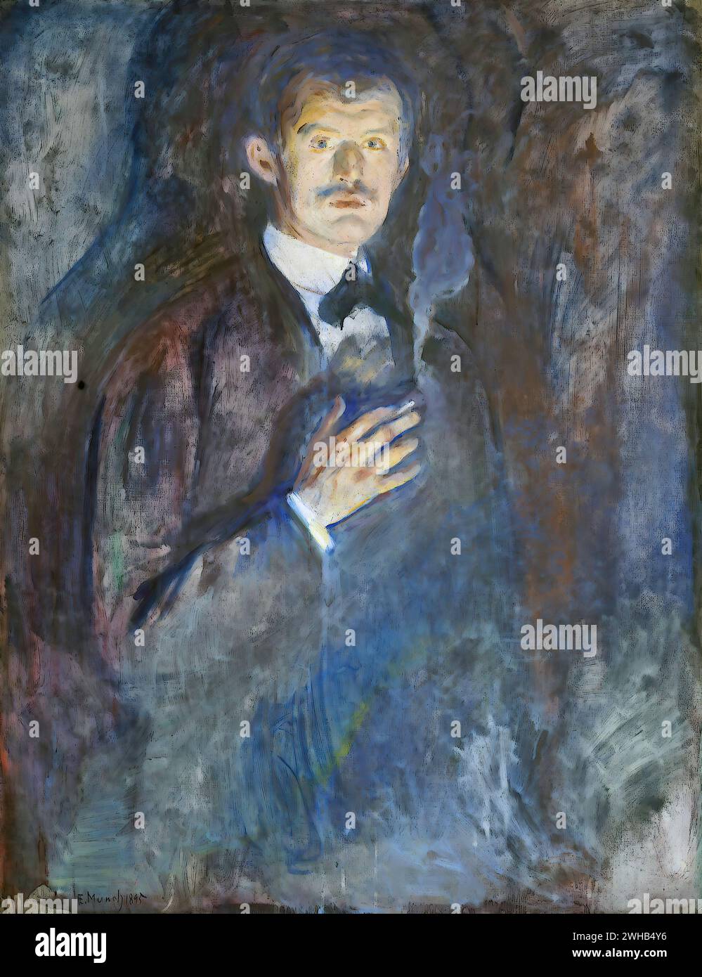 Edvard Munch (1863-1944) - norvégien - Expressionnisme - Autoportrait à la cigarette/1 Banque D'Images
