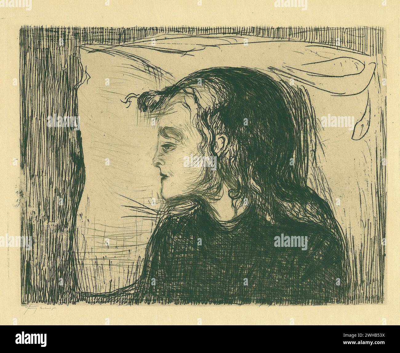 Edvard Munch (1863-1944) - norvégien - Expressionnisme - la fille malade [1896/1 Banque D'Images