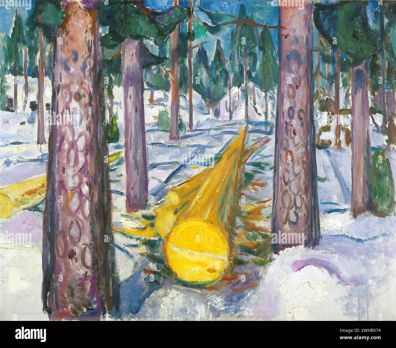 Edvard Munch (1863-1944) - norvégien - Expressionnisme - la bûche jaune, 191/1 Banque D'Images