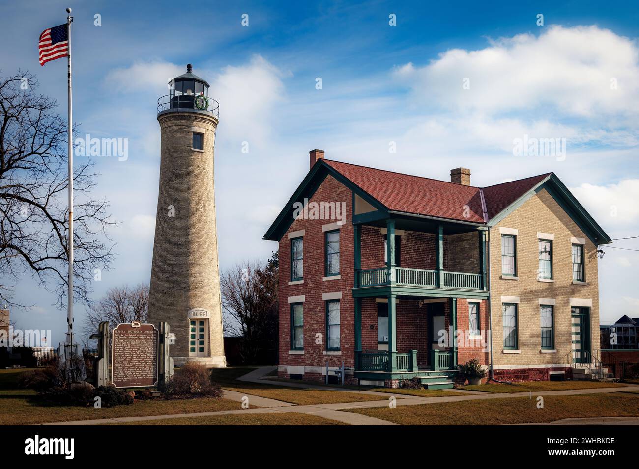 Le phare de Southport, construit en 1866, à Kenosha, Wisconsin. Banque D'Images