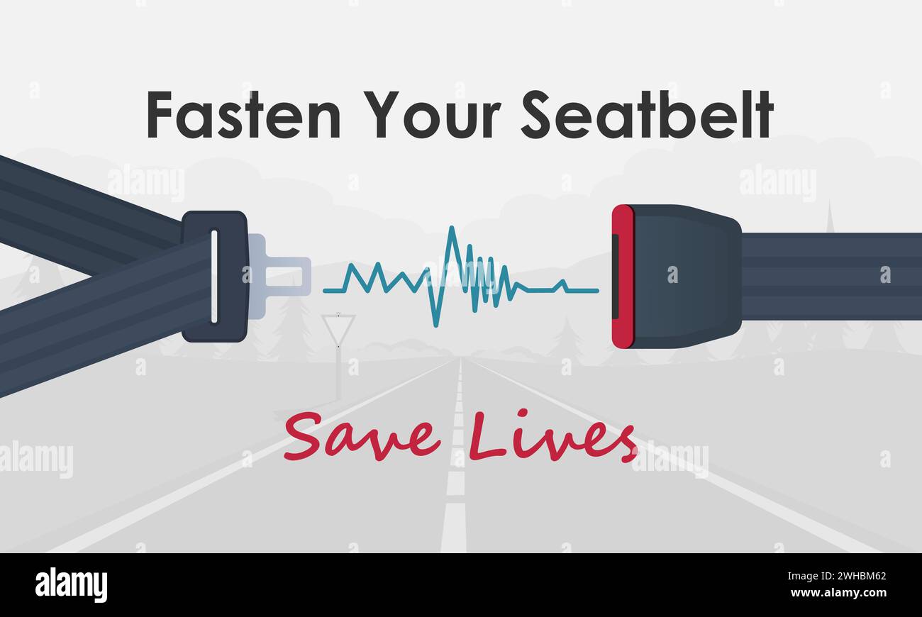 Attachez votre concept de ceinture de sécurité. Conduisez en toute sécurité. Illustration vectorielle. Illustration de Vecteur