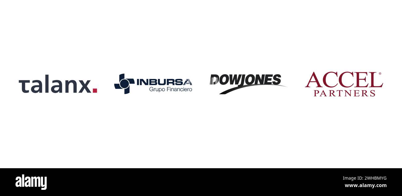 Grupo Inbursa, indice Dow Jones, Accel Partners, Talanx. Illustration vectorielle, logo éditorial. Illustration de Vecteur