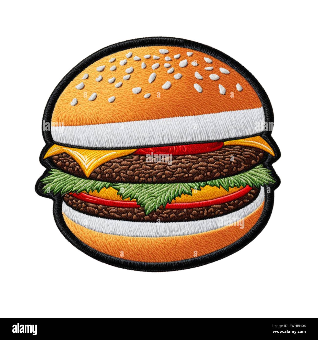 écusson brodé avec logo hamburger sur un fond transparent isolé Banque D'Images